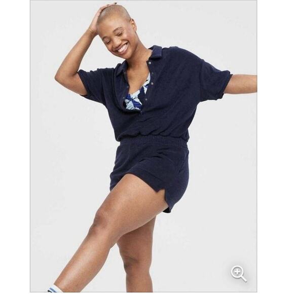 Offline by Aerie Blue Terry Cloth Romper - Picture 1 of 9